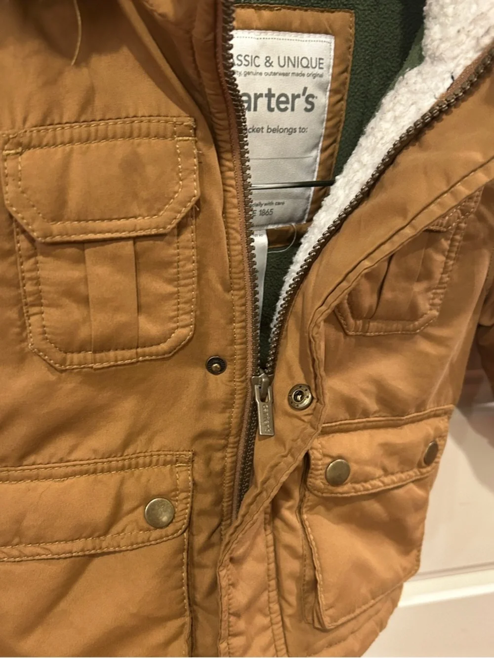 Carter's Brown Hooded Parka with Faux Fur Trim